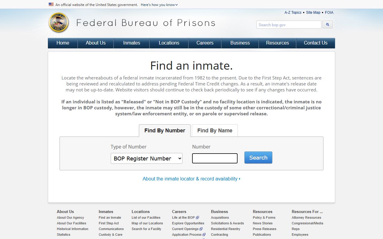 Camas County federal arrest custody search through BOP