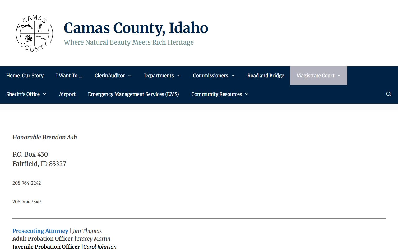 Camas County criminal court cases courthouse information