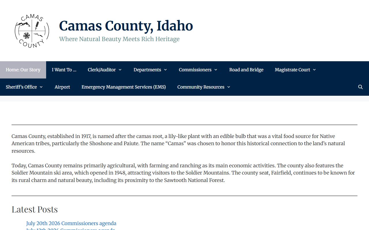 Camas County criminal history official county department page