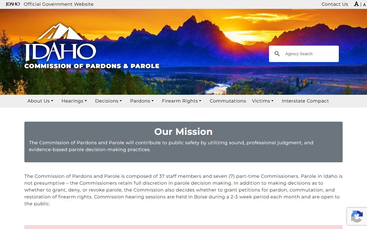 Camas County criminal history Idaho parole authority